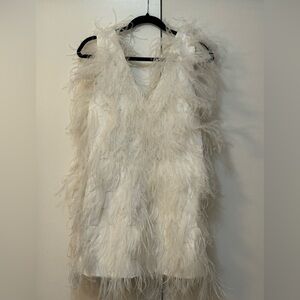Elegant White Feathered Women's Top